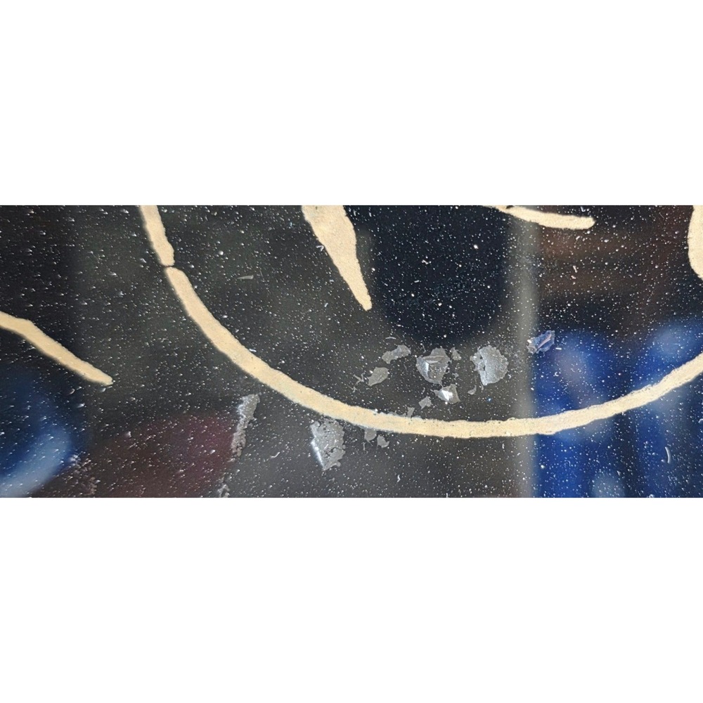Antique Victorian Reverse Glass Tinsel Painting God Bless Our Home Gesso Frame - Picture 8 of 10